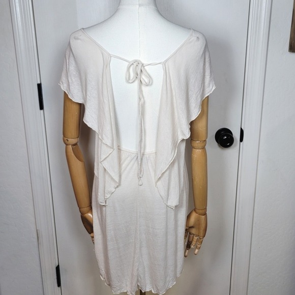 Free People Beach Linen Blend Mini Dress Size Small Flutter Back Detail Resort - Picture 7 of 11